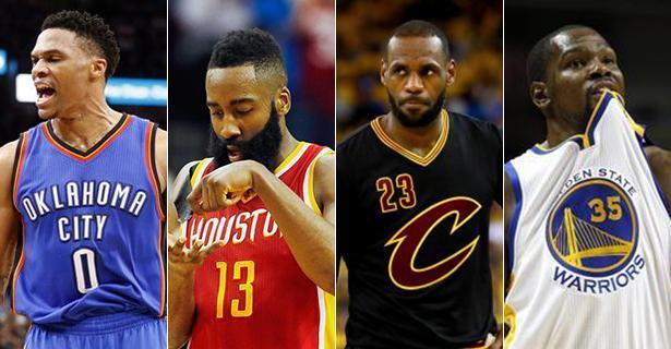 NBA2017MVP最新排行榜发布（詹姆斯独占榜首，库里与哈登争夺次席）